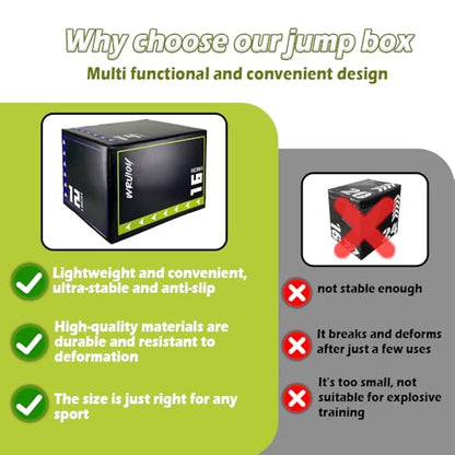 3-in-1 Exercise Box Jump Adjustable Heights Foam Box Jumps for Home Gym Step-Ups Training