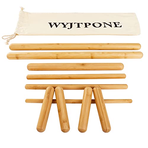 Bamboo Massage Stick Sets for Body Shaping, Massage Roller Sticks, Guasha Massage Sticks,Bamboo Therapy Massage Tools for Relax Muscles (10)