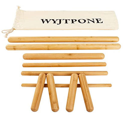 Bamboo Massage Stick Sets for Body Shaping, Massage Roller Sticks, Guasha Massage Sticks,Bamboo Therapy Massage Tools for Relax Muscles (10)