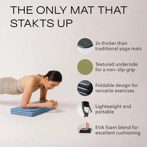 Stakt The Original Foldable Yoga Mat, Premium Foldable Exercise & Workout Mat with Non-Slip Surface, Lightweight Portable for Studio or Home Use, As Seen on Shark Tank