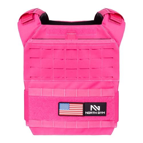 Northgym Adjustable Weighted Vest/Incl. 3D Weight Plates in 14lbs / 20lbs/ 30lbs/ 42.5lbs - Optimized Weight Distribution and with Curved Plates for Running, Functional Training and Working Out - style: Pink 30lbs