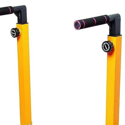 BalanceFrom Steel Frame Dip Station with Adjustable Height, 500 Pound Weight Capacity – Upper Body Workout Home Gym Equipment for Triceps, Push & Pull Ups, Leg Raises, and Bench Press - color: Yellow