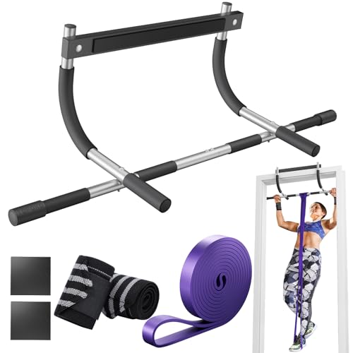 Upgrade Pull Up Bar for Doorway, No Screw Door Frame Chin Up Bar for Home Gym Upper Body Workout, Adjustable Pull-Up Bar Exercise Equipment for Pull Ups, Push Ups, Sit Ups, Strength Training - color: Pull Up Bar Set