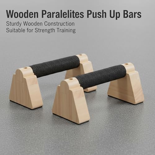 Wooden Parallettes Bars, 2 PCS Pushup Bars Calisthenics Equipment with Non-Slip Base Wrist Wraps, Pushup Handles Fitness Blocks Set for Strength Training, Planks Calisthenics