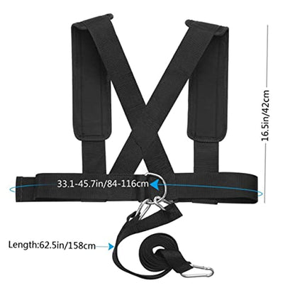 SUPVOX Weight Bearing Supporter Belt with Adjustable Buckle and D-Ring Hooks for Running Training and Strength Workout Heavy Duty Resistance Training Equipment Vest Strap for Gym