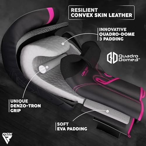 RDX Boxing Gloves, Pro Training Sparring, Maya Hide Leather, Muay Thai MMA Kickboxing, Men Women Adult, Heavy Punching Bag Focus Mitts Pads Workout, Ventilated Palm, Multi Layered, 8 10 12 14 16 18 Oz - color: PINK, size: 16 OZ