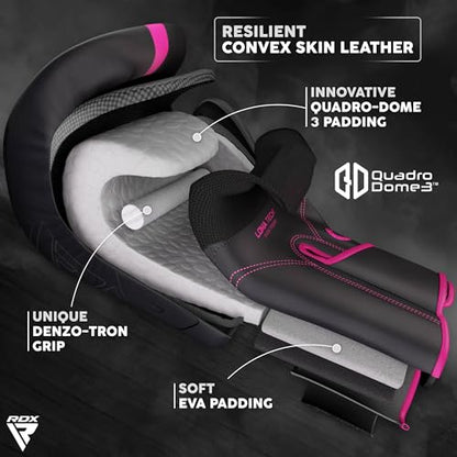 RDX Boxing Gloves, Pro Training Sparring, Maya Hide Leather, Muay Thai MMA Kickboxing, Men Women Adult, Heavy Punching Bag Focus Mitts Pads Workout, Ventilated Palm, Multi Layered, 8 10 12 14 16 18 Oz - color: PINK, size: 16 OZ