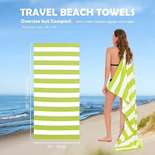 Your Choice Microfiber Beach Towel Sand-Free Quick Dry (67"x35"/60"x30") - color: X-light Green Stripes, size: Large(60x30")