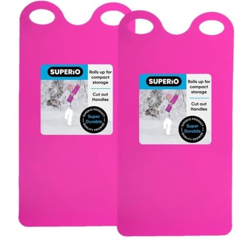 Superio Snow Slider Mat, Flexible Snow Sled Flying Carpet, Roll up Sleds for Kids and Adults 54" Lightweight Plastic Snowboard Sled-2 Pack