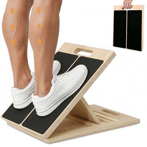 Slant Board for Calf Stretching – 5-Level Adjustable Incline Board for Plantar Fasciitis & Achilles Tendon Relief, Non-Slip Wooden Physical Therapy Tilt Board for Exercise, Balance, Ankle & Knee Recovery, Home Gym