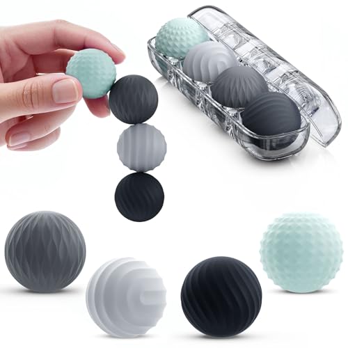 Silicone Magnetic Balls Fidget Toys for Adults & Teens, Stress Relief Sensory Toys for Help Relieve Stress, Anxiety, Tension, Fingertip Touch Training, Concentration Improvement (Set of 4) - color: Grey
