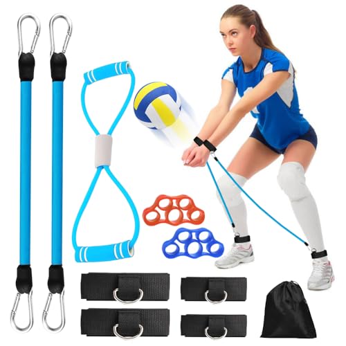 Davllin Volleyball Training Equipment,Volleyball Pass Aid Resistance Band,Elastic Rope Exercise Resistance Bands,Resistance Belt Set for Agility, Serving, Arm Swing Passing Training