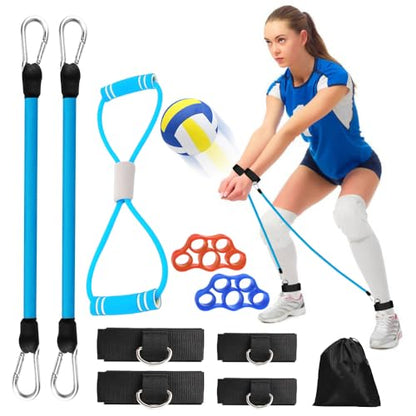 Davllin Volleyball Training Equipment,Volleyball Pass Aid Resistance Band,Elastic Rope Exercise Resistance Bands,Resistance Belt Set for Agility, Serving, Arm Swing Passing Training