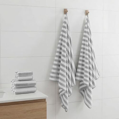 REDKISS Ultra Soft Bath Towel Sets 6-Piece 35"x70" | 100% Microfiber, Highly Absorbent & Quick Dry | Grey Towels for Bathroom, Spa, Gym | 2 Bath, 2 Hand, 2 Washcloths - color: Light Gray