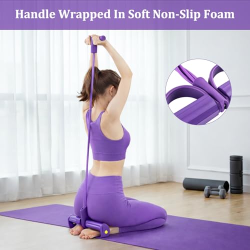 Resistance Bands with Handles, 6-Tube Foot Pedal, Natural Rubber Ankle Puller for Sit-ups & Full Body, Portable Home Gym Strength for Legs, Arms.