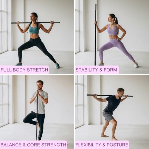 Yoga Stick Sturdy Steel Stretching Stick with Non-Slip Ends & Foam Handles for Mobility Flexibility & Balance | Exercise Pole for Fitness Posture Correction Yoga Exercise Stretchi