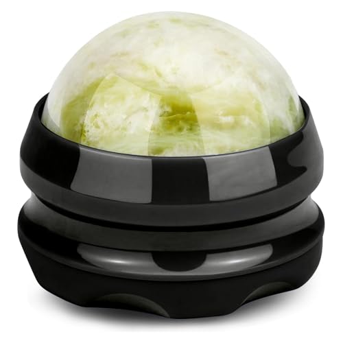 ideayard Cold Massage Roller Ball, Massage Stone Tool Jade Ball for Cold & Heat Relief Sore Muscles, Shoulders, Arms, Neck, Back, Feet, Body - color: Black