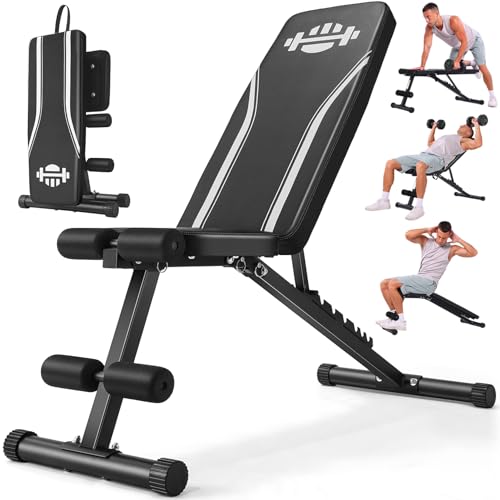 ANCHEER Basic Weight Bench for Home Gym, 660LBS Fast Foldable Workout Bench Press for Home Gym Strength Training, 8 Adjustable Backrests Incline/Flat/Decline Full Body Exercise - New Version
