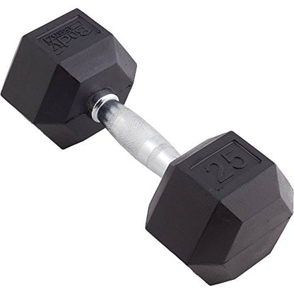 Body Sport Rubber Encased Hex Dumbbell Weight, Single – Dumbbells for Exercises – Strength Training Equipment – Home Gym Accessories – Weight Training - style: 25 lbs