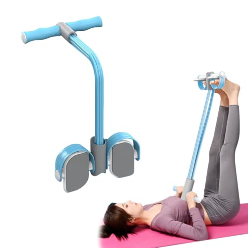 Abdominal Trainer, Sit-Up Training Equipment, 6 Tubes Fitness Elastic Pull Rope, Tension Rope Pull Up Pilate Foot Pedal Resistance Band Workout Tool Ab Shaper - color: Blue