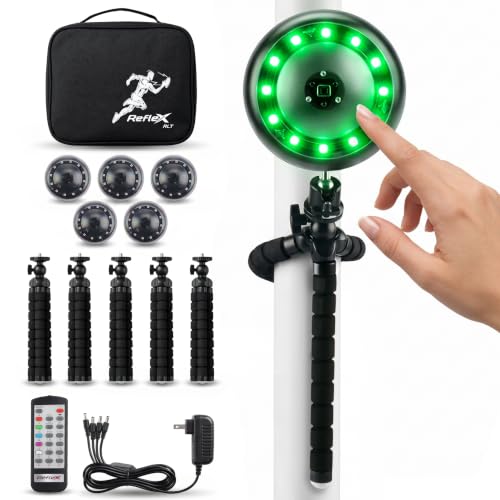Reflexx RLT 2.1 Reaction Training Lights – Improve Reaction Time, Coordination & Focus – Adjustable Speed, Random Mode, Brightness & Sound Control – for Fitness, Rehab, Seniors & Athletes - style: + with Gripster TriPod