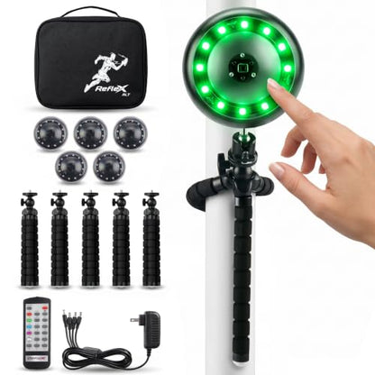Reflexx RLT 2.1 Reaction Training Lights – Improve Reaction Time, Coordination & Focus – Adjustable Speed, Random Mode, Brightness & Sound Control – for Fitness, Rehab, Seniors & Athletes - style: + with Gripster TriPod