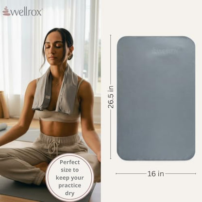 Microfiber Yoga Hand Towel – Super Soft, Quick-Dry, Non Slip Yoga Towel for Hot Pilates, Gym & Workouts (26.5" x 16", Grey) - color: Grey
