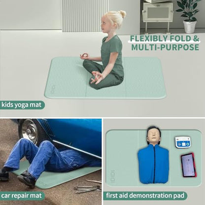 Foldable Exercise Pad for Gym or Home Use, (1.2" x 14"x 24"）Extra Thick and Wide Multi-Functional Knee Pad Cushion & Push Up Mat for Man Woman Kids, Non-Toxic POE Kids Yoga Mat, Lightweight Elbow Cushion for Yoga, Pilates
