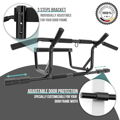 PULLUP & DIP Pull-up bar for door frames for hanging without screws and no slipping, professional door bar, pull-up bar with padded handles