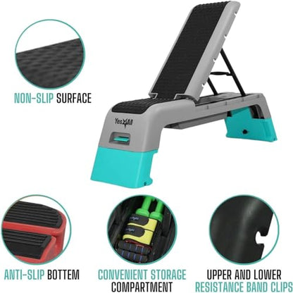 Yes4All Multifunctional Aerobic Deck - Versatile Fitness Station, Weight Bench, Aerobic Stepper, Plyometrics Box for Cardio Workouts and Strength Training - color: B. Blue/Grey