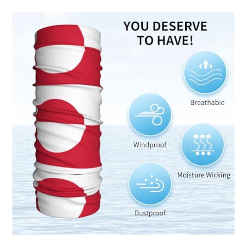 Greenland Flag Prints Multifunctional Sport Headband – Seamless Stretch Neck Gaiter for Hiking, Biking, Running & Outdoor Activities – Soft, Quick-Dry, No-Fade Design