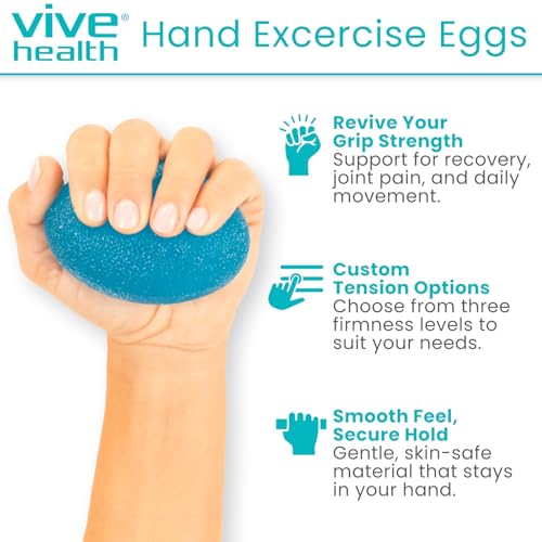 Vive Squeeze Balls for Hand Therapy Set (4 Pack) - Grip Strengthener Occupational Exercise Equipment for Arthitis, Parkinsons, Stroke, Carpal Tunnel Recovery - Stress Relief Massage Putty Finger Toy