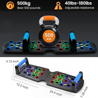 Home Workout Equipment Multi-Functional Pushup Stands System Fitness Floor Chest Muscle Exercise Professional Equipment Burn Fat Strength Training Arm Men & Women Weights