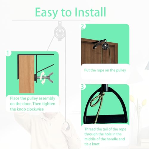 Shoulder Pulley for Physical Therapy with Adjustable Fixed Metal Bracket, Over The Door Pulley for Shoulder Rehab, Over Door Exercise Pulley for Shoulder Pain Reduction and Mobility Improvement