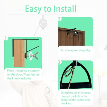 Shoulder Pulley for Physical Therapy with Adjustable Fixed Metal Bracket, Over The Door Pulley for Shoulder Rehab, Over Door Exercise Pulley for Shoulder Pain Reduction and Mobility Improvement