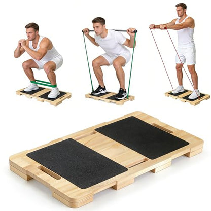 Wood Resistance Band Platform Base, Fitness Exercise Board Footplate for Home Gym Workout