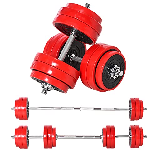 Soozier Adjustable Dumbbell Set, Convertible to Barbell Weight Set for Home Gym Women and Men Weight Lifting Training.