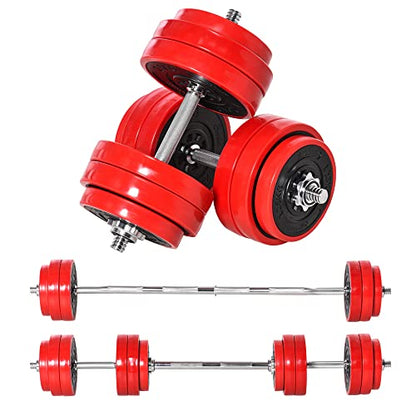 Soozier Adjustable Dumbbell Set, Convertible to Barbell Weight Set for Home Gym Women and Men Weight Lifting Training.