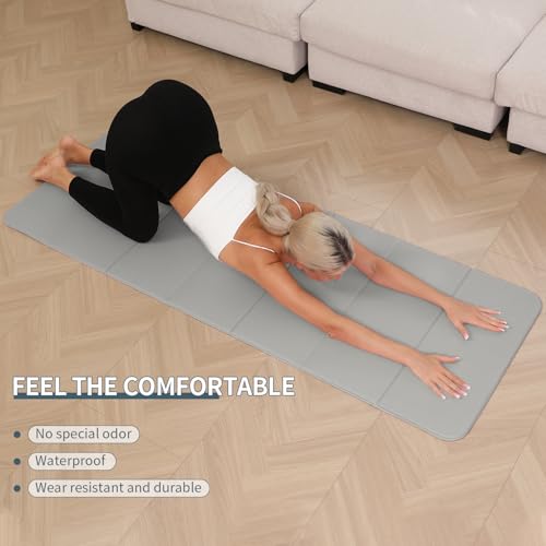 PAIDU Foldable Yoga Mat - 10mm Extra Thick, 75"26" Non-Slip Exercise Fitness Mat | SGS Eco-Certified, Portable for Yoga/Pilates/Studio/Home Workout