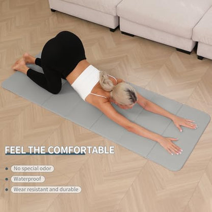 PAIDU Foldable Yoga Mat - 10mm Extra Thick, 75"26" Non-Slip Exercise Fitness Mat | SGS Eco-Certified, Portable for Yoga/Pilates/Studio/Home Workout