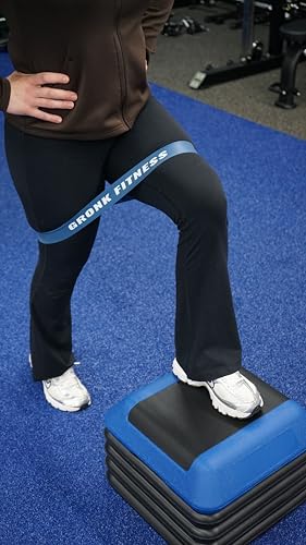 Gronk Fitness Aerobic Step Platform | Adjustable 16x16 Non-Slip | Includes risers, mini resistance band, supports cardio, strength, balance, mobility, home workouts