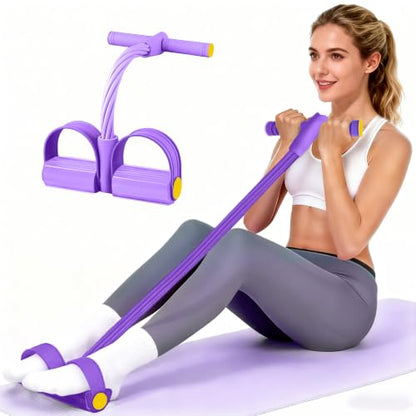 Pedal Resistance Band with Handle, Upgraded 6-Tube Exercise Bands - color: Purple