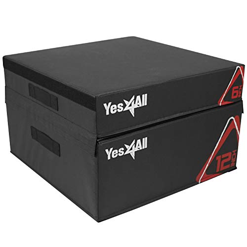 Yes4All Adjustable Soft Plyo Box, Jumping Trainer - For Plyometric Exercises and Conditioning, Multiple Height Variations