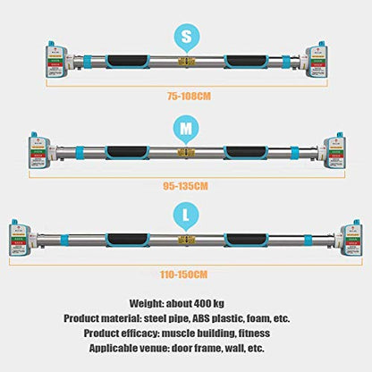Doorway Pull Up/Chin Up Bar, No Screws Installation with Locking Mechanism Heavy Duty Home Fitness Door Exercise Workout Bar, Increase Non-Slip Max Weight Up to 200Kg - size: Small
