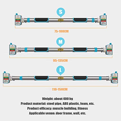 Doorway Pull Up/Chin Up Bar, No Screws Installation with Locking Mechanism Heavy Duty Home Fitness Door Exercise Workout Bar, Increase Non-Slip Max Weight Up to 200Kg - size: Medium