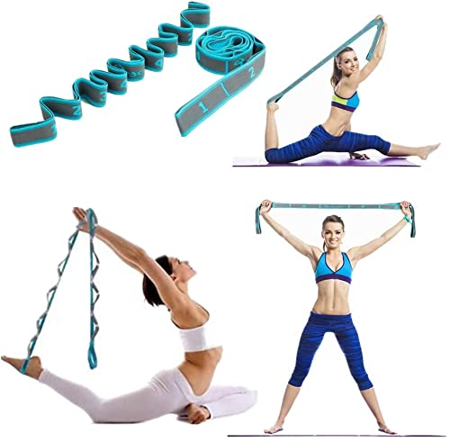 Stretch Bands for Exercise - Elastic Yoga Stretching Strap with 9 Loops for Flexibility, Pilates, Physical Therapy, Ballet & Gymnastics - Multi-Loop Leg Strap