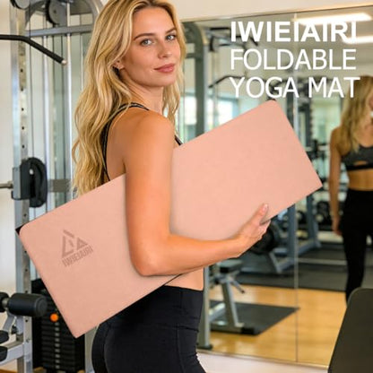 IwIeIaIrI Foldable POE Non Slip Yoga Pilates Mat– 1/4" (6mm) Thick - color: Pink