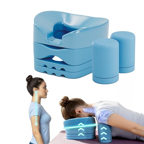 G.StretchAid Face-Down Posture Corrector for Tech Neck & Rounded Shoulders, Guided Chin-Tuck, 4-Level Cervical Support, Neck Stretcher, Travel Case