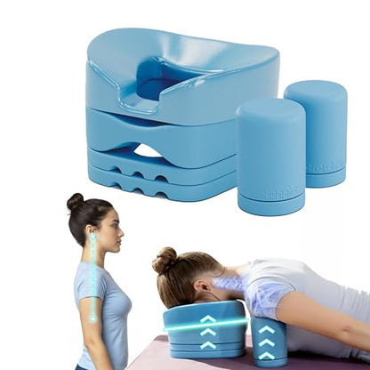 G.StretchAid Face-Down Posture Corrector for Tech Neck & Rounded Shoulders, Guided Chin-Tuck, 4-Level Cervical Support, Neck Stretcher, Travel Case