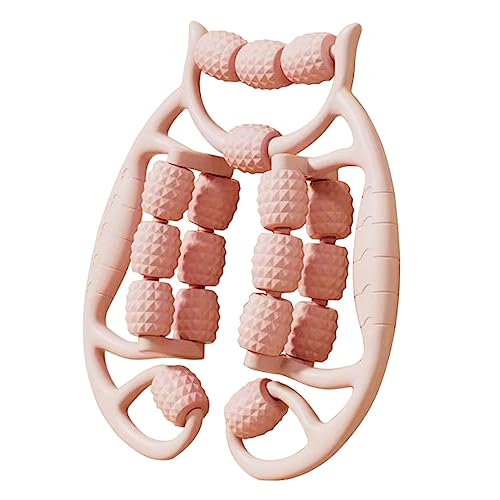 18 Wheel Fascia Muscle Roller, Massage Roller Press Points Manual Relax Tight Muscles Clamp Leg Roller Leg Massage for Calves, Golfer Elbow, Pink